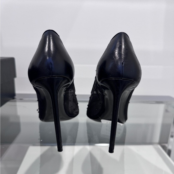 YSL Saint Laurent Black Anja Rhinestone Mesh Heels (sz 35.5) - Picture 11 of 16